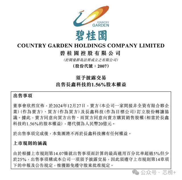 突发碧桂园清仓长鑫存储！(图1)